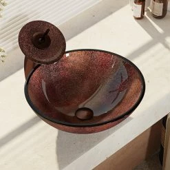 Rene R5-5014 Frosted Glass Vessel Sink, R9-7001 Faucet, Antique Bronze, Oil Rubbed Br -home bar shop 204112640c89191f 1284 w800 h800 b0 p0
