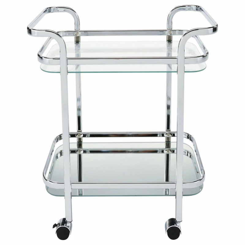 WHI Metal And Glass 2-Tier Trolley, Chrome 2 WHI Metal And Glass 2-Tier Trolley, Chrome - Image 2