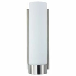 Linea Di Liara 1-Light Bath Vanity Elina Wall Sconce With Frosted Glass Shade, Brushed Nickel