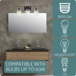 Kira Home Orson 22" Farmhouse / Bathroom Light, Cylinder Glass Shades, Smoked -home bar shop 2111065f01787ade 8687 w800 h800 b0 p0