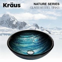 Kraus USA, Inc. Glass Vessel Sink, Bathroom Ramus Faucet, PU Drain, Mounting Ring, Chrome -home bar shop 2131e85b00e5e63a 3087 w800 h800 b0 p0
