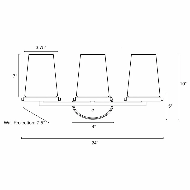 Kira Home Trinity 24" Bathroom Light, Light Fixtures, Cone, Funnel Glass Shades 7 Kira Home Trinity 24" Bathroom Light, Light Fixtures, Cone, Funnel Glass Shades - Image 7