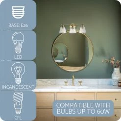 Kira Home Adair 22.5" Farmhouse / Bathroom Light, Conic Hammered Glass Shades -home bar shop 2181a55d03e21196 6283 w800 h800 b0 p0