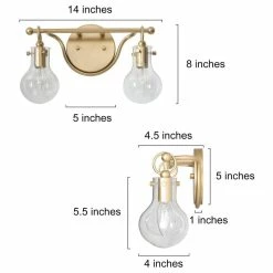 LALUZ 2-Light Matte Gold Modern Vanity Bathroom Vanity Light With Clear Glass -home bar shop 21c14c0303108662 9692 w800 h800 b1 p0