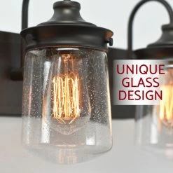 Kira Home Mason 23.5" Bathroom Light, Seeded Glass Shade, Oil-Rubbed Bronze 9 Kira Home Mason 23.5" Bathroom Light, Seeded Glass Shade, Oil-Rubbed Bronze -home bar shop 2201931a00dce747 8741 w800 h800 b0 p0