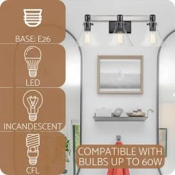 Kira Home Anza 25" Farmhouse / Bathroom Light, Conic Seeded Glass Shades, White -home bar shop 2251014502317fe0 8461 w800 h800 b0 p0