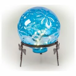 Alpine Corporation Alpine Blue Glass Globe Decor With LED Light, 13" Tall -home bar shop 2301fbd200383a2b 9876 w800 h800 b1 p0