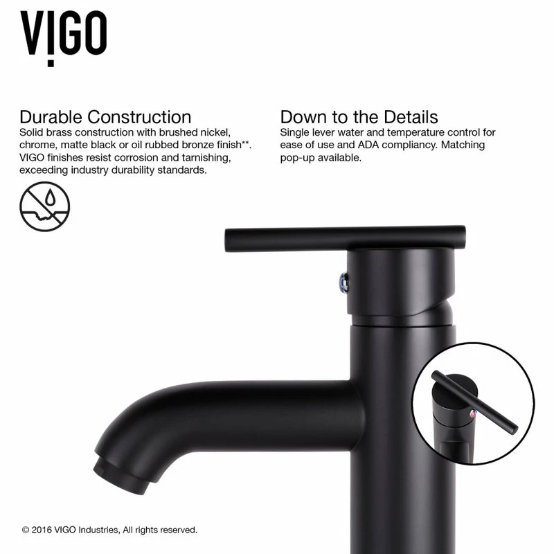 VIGO Russet Glass Vessel Sink And Seville Faucet Set, Matte Black Finish 14 VIGO Russet Glass Vessel Sink And Seville Faucet Set, Matte Black Finish - Image 14