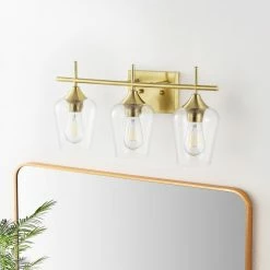 GETLEDEL 3-Light Vanity Light Sconce With Seeded Glass Shades, Gold -home bar shop 23f104af02cd16f6 7525 w800 h800 b0 p0