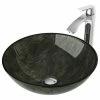 VIGO Gray Onyx Glass Vessel Sink And Linus Faucet Set, A Chrome Finish