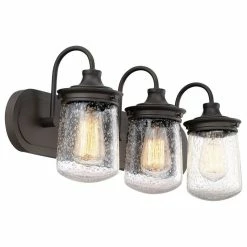 Kira Home Mason 23.5" Bathroom Light, Seeded Glass Shade, Oil-Rubbed Bronze