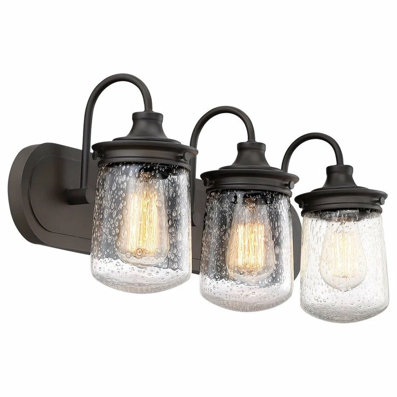 Kira Home Mason 23.5" Bathroom Light, Seeded Glass Shade, Oil-Rubbed Bronze 1 Kira Home Mason 23.5" Bathroom Light, Seeded Glass Shade, Oil-Rubbed Bronze