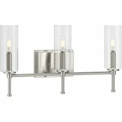 Progress Lighting 3-Light Clear Glass New Traditional Bath Vanity Light, Brushed Nickel