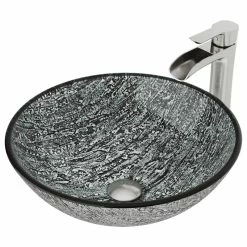 VIGO Titanium Glass Vessel Bathroom Sink And Niko Faucet Set