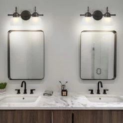 JONATHAN Y Virginia 1-light Metal/Glass LED Vanity Light, Oil Rubbed Bronze, 2-Light -home bar shop 28414aac037e541a 9380 w800 h800 b0 p0