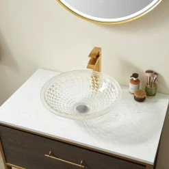 Vinnova Glass Circular Vessel Bathroom Sink Without Faucet, Crystalline Clear -home bar shop 2841c91301c58464 1432 w800 h800 b0 p0