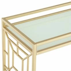 Inspired Home Ambrocio Bar Cart, Casters/2 Locking, Glass Shelves, Gold/White -home bar shop 285106f00e9f6c97 6555 w800 h800 b1 p0