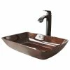 VIGO 18" Russet Glass Vessel Bathroom Sink Set With Linus Vessel Faucet
