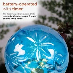 Alpine Corporation Alpine Blue Glass Globe Decor With LED Light, 13" Tall -home bar shop 2b2105a600fefa6f 9876 w800 h800 b0 p0