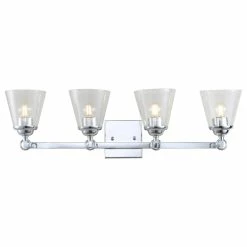 JONATHAN Y Marion Hurricane Metal, Glass Vanity Light, Chrome, 4-Light