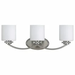 CHLOE Lighting, Inc. Prudence 3-Light Brushed Nickel Vanity Wall Fixture White Etched Glass