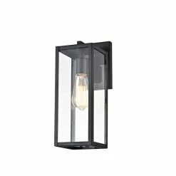 Edvivi Lighting Textured Black Outdoor Boxed Wall Sconce Lantern Light With Clear Glass