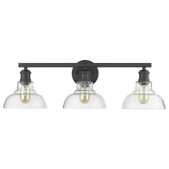 Golden Lighting Carver 3-Light Bath Vanity Clear Glass Shades, Black