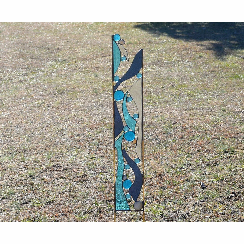 Windsong Glass Studio Stained Glass Garden Sculpture, "River View" 2 Windsong Glass Studio Stained Glass Garden Sculpture, "River View" - Image 2