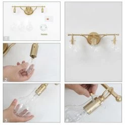 LNC Lighting LNC Modern 3-Light Matte Gold Teaedrop Shade Clear Glass Bathroom Lighting -home bar shop 2da11f5b036a25fc 6378 w800 h800 b1 p0