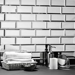 Abolos Reflections Peel & Stick 3x6 Beveled Glass Mirror Subway Tile In Glossy Silver, 1 Pc -home bar shop 2db1a9390335c802 4327 w800 h800 b0 p0