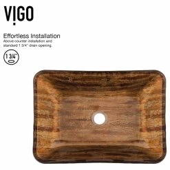 VIGO Rectangular Amber Sunset Glass Vessel Sink And Linus Faucet Set -home bar shop 2ef12d520e9edb1a 7699 w800 h800 b1 p0