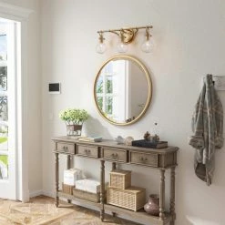 LNC Lighting LNC Modern 3-Light Matte Gold Teaedrop Shade Clear Glass Bathroom Lighting -home bar shop 2f215134036a2603 6378 w800 h800 b0 p0