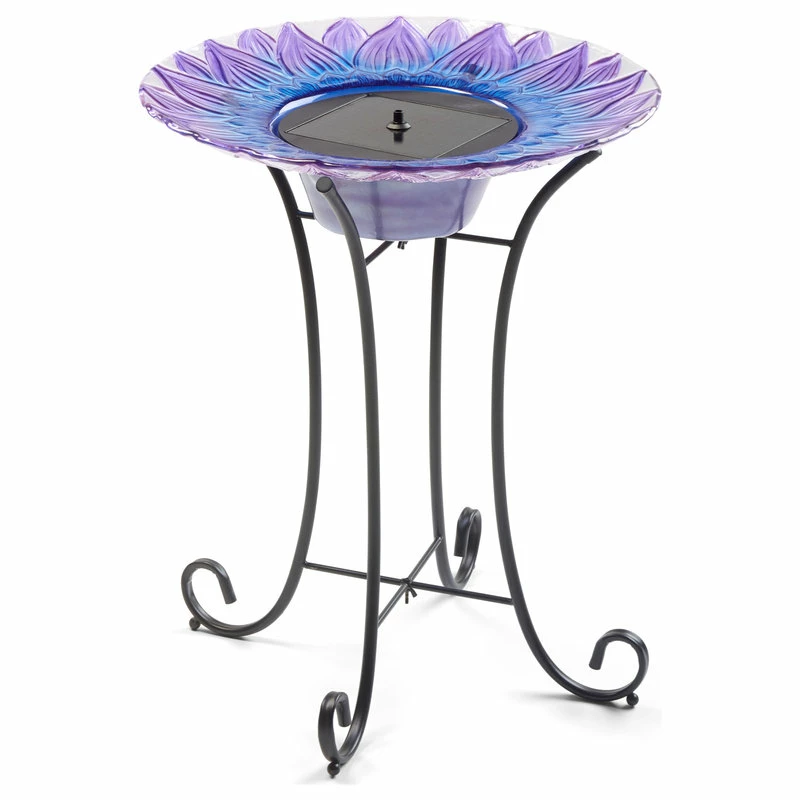 Smart Living Home & Garden Bell Flower Glass Solar Birdbath 1 Smart Living Home & Garden Bell Flower Glass Solar Birdbath
