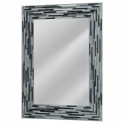 Head West, Inc. Frameless Glass Reeded Simulated Tile Printed Wall Mirror, Black -home bar shop 2fc1218a03eeb7fd 9353 w800 h800 b1 p0