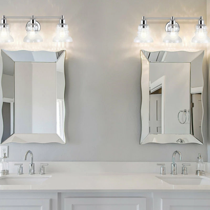 JONATHAN Y Manhattan Vintage Metal/Glass Industrial LED Vanity, Chrome, 3-Light 3 JONATHAN Y Manhattan Vintage Metal/Glass Industrial LED Vanity, Chrome, 3-Light - Image 3