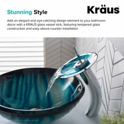 Kraus USA, Inc. Nature Series 17" Round Blue Glass Vessel 19mm Bathroom Sink 16 Kraus USA, Inc. Nature Series 17" Round Blue Glass Vessel 19mm Bathroom Sink -home bar shop 30513ea500e5e740 3088 w800 h800 b0 p0