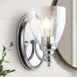 JONATHAN Y Marais Metal/Glass LED Vanity Light, Chrome, Width: 5.50" -home bar shop 30a136bb0390fe36 8465 w800 h800 b0 p0