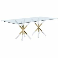 The Helios Dining Table, 84", Glass And Acrylic, Modern, Rectangular