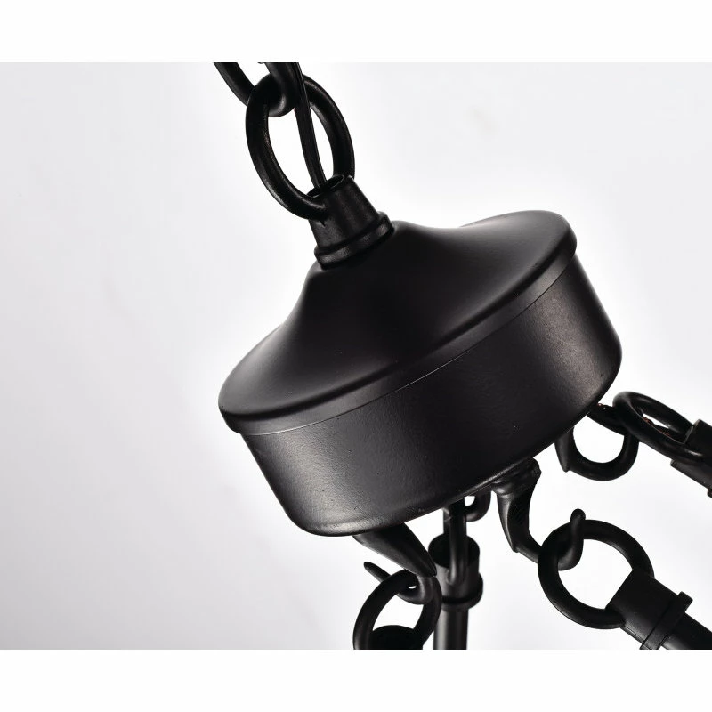 Edvivi Lighting 6-Light Matte Black And Vintage Wood Farmhouse Linear Chandelier Clear Glass 5 Edvivi Lighting 6-Light Matte Black And Vintage Wood Farmhouse Linear Chandelier Clear Glass - Image 5