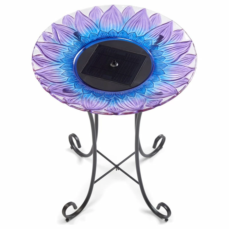 Smart Living Home & Garden Bell Flower Glass Solar Birdbath 2 Smart Living Home & Garden Bell Flower Glass Solar Birdbath - Image 2