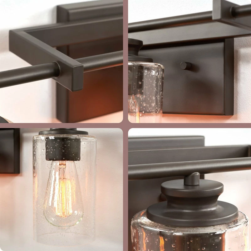 Kira Home Graham 23.5" Farmhouse / Bathroom Light, Seeded Glass Shades, Oil 5 Kira Home Graham 23.5" Farmhouse / Bathroom Light, Seeded Glass Shades, Oil - Image 5