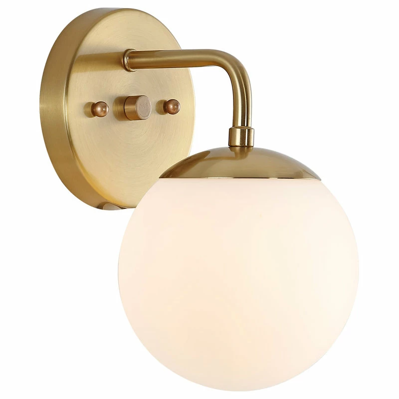 JONATHAN Y Louis Globe Metal/Frosted Glass Modern LED Vanity, 1-Light 1 JONATHAN Y Louis Globe Metal/Frosted Glass Modern LED Vanity, 1-Light