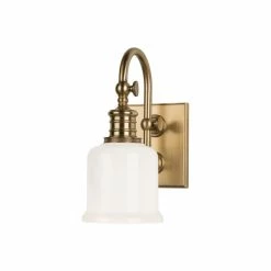 Hudson Valley Lighting Keswick 1-Light Bath And Vanity With Opal Glossy Glass Shade, Aged Brass
