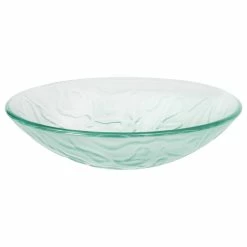 Eden Bath - Vessel Sinks Clear Embossed Waves Glass Vessel Sink