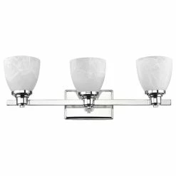 CHLOE Lighting, Inc. Gewnevere 3-Light Chrome Finish Bath Vanity Wall Fixture White Alabaster Glass