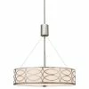 Kira Home Sienna 19" Metal Drum Chandelier, Glass Diffuser, Brushed Nickel