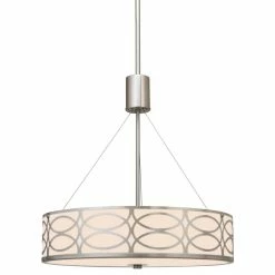 Kira Home Sienna 19" Metal Drum Chandelier, Glass Diffuser, Brushed Nickel