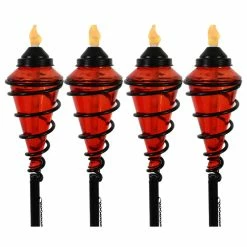 Sunnydaze Decor Sunnydaze 2-in-1 Swirling Metal Glass Outdoor Lawn Torch Set Of 4, Red