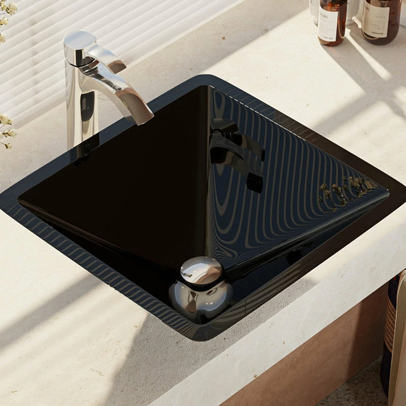 Rene R5-5003-NOR Noir Colored Glass Vessel Sink, R9-7001 Faucet, Antique Bronze, Chro 3 Rene R5-5003-NOR Noir Colored Glass Vessel Sink, R9-7001 Faucet, Antique Bronze, Chro - Image 3