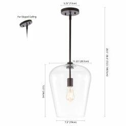 JONATHAN Y Hayes 11.25" 1-Light Iron/Glass LED Pendant, Oil Rubbed Bronze/Clear -home bar shop 3431d37c0331a723 0499 w800 h800 b1 p0